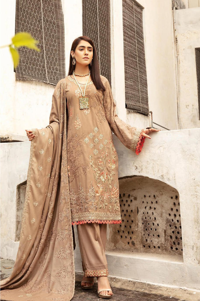 Khoobseerat by Shaista - Peach Embroidery Winter Collection (with Wool Shawl) – DN-285