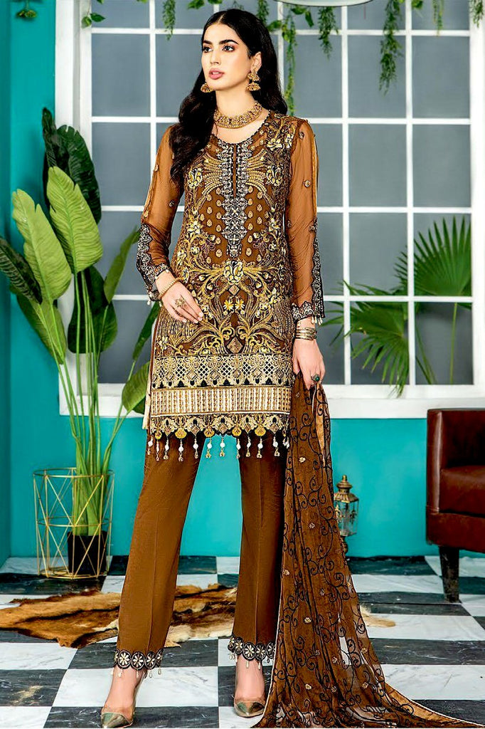 Maryam's Gold Luxury Embroidered Chiffon Collection Vol 7 – MG-83