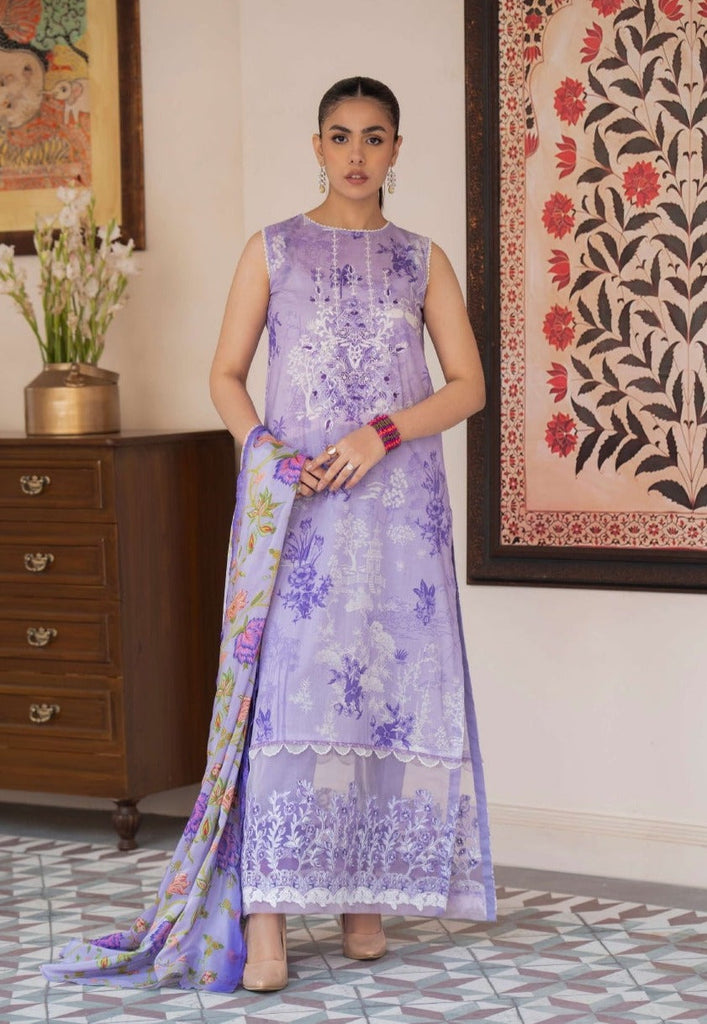 Morja Embroidered Lawn with Silk Dupatta by GullJee – Design-06
