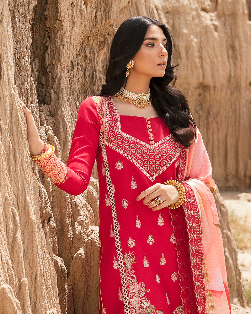 Maria Osama Khan | Claire Pleated Silk | Ivy