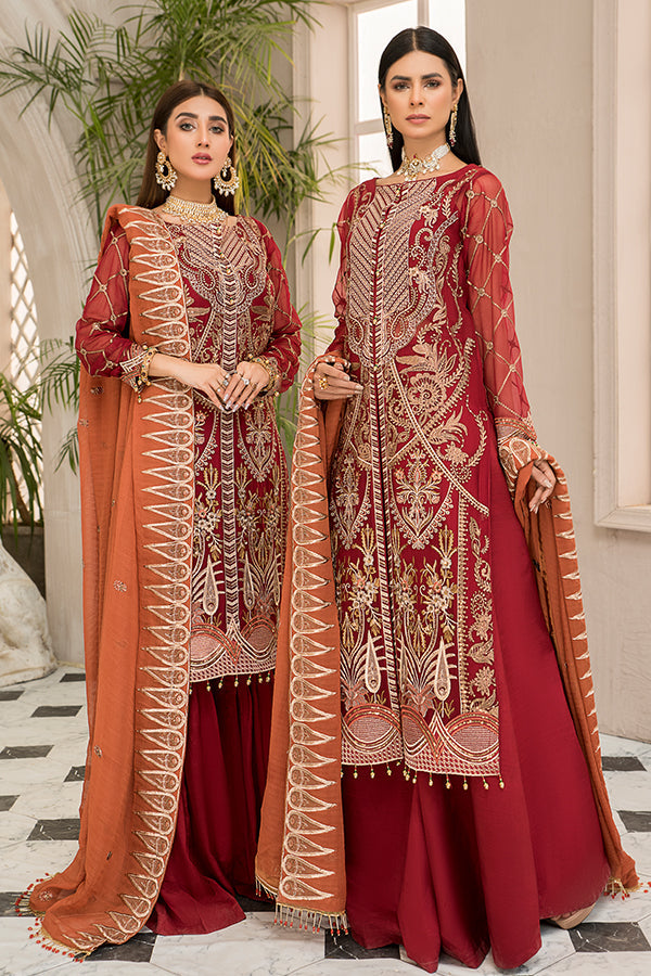 Maryam's Luxury Embroidered Collection (with Handmade Neck) – D-20 Scarlet Desire