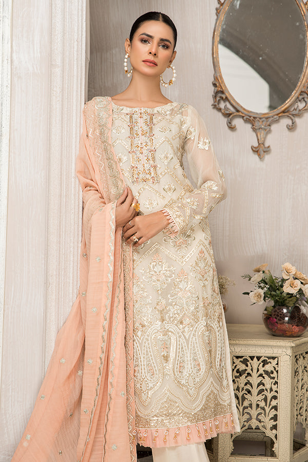 Maryam's Luxury Embroidered Collection (with Handmade Neck) – D-21 Cosmic Latte