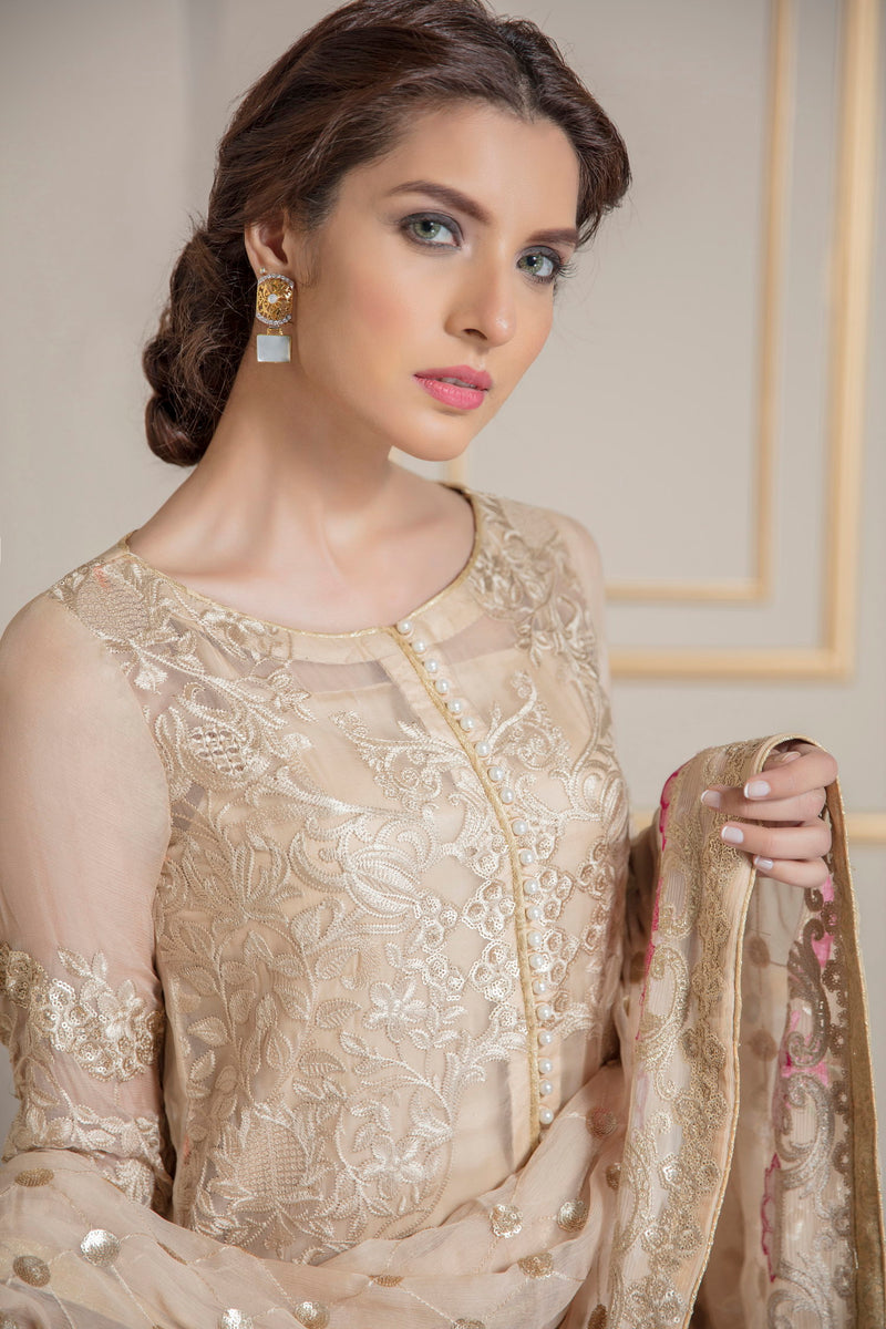 Eshaal By Emaan Adeel Embroidered Chiffon Suits Unstitched 3 Piece EA23E ESH-08 - Luxury Collection