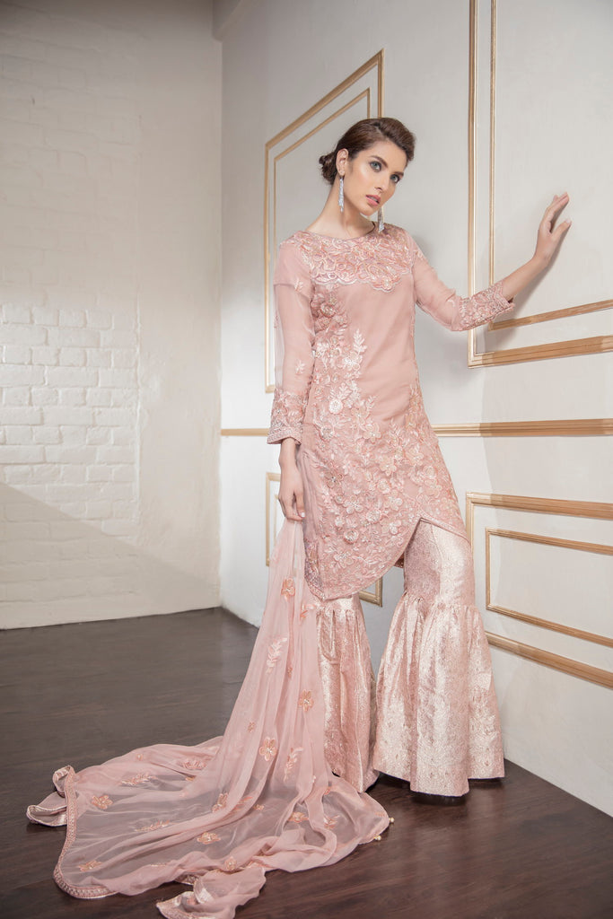Eshaal Embroidered Luxury Chiffon Collection by Emaan Adeel – Peach Galore