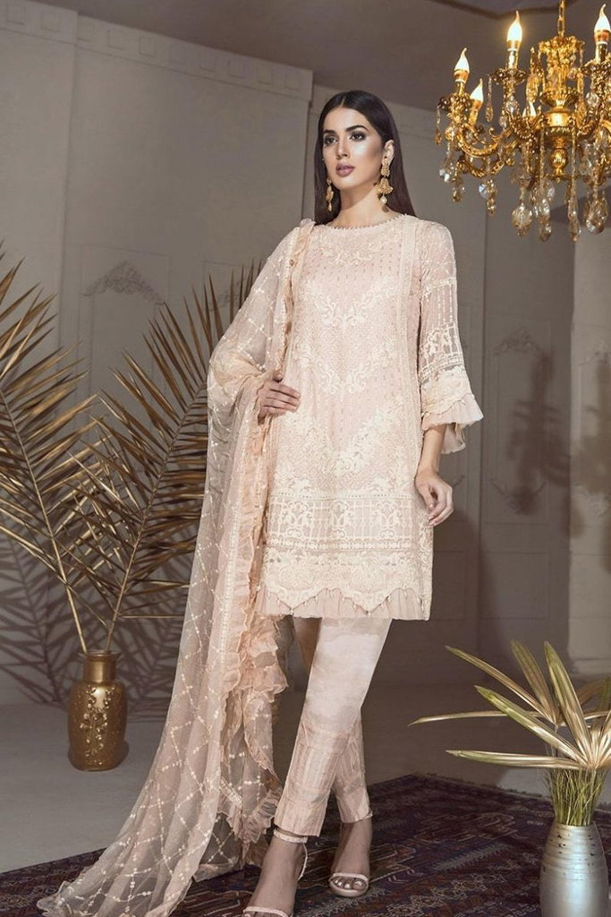 Eshaal Luxury Embroidered Chiffon Collection Vol-4 by Emaan Adeel – Peach Pearle