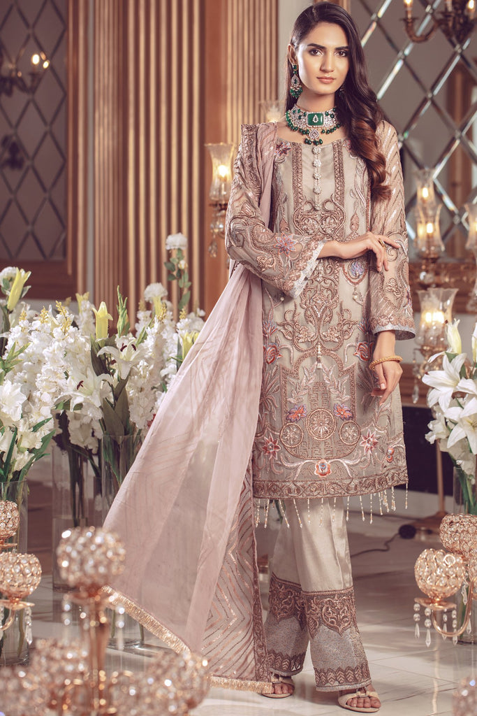 Serene Premium Beaux Rêves Embroidered Chiffon Collection 2020 – S-1007 Foxy Silver