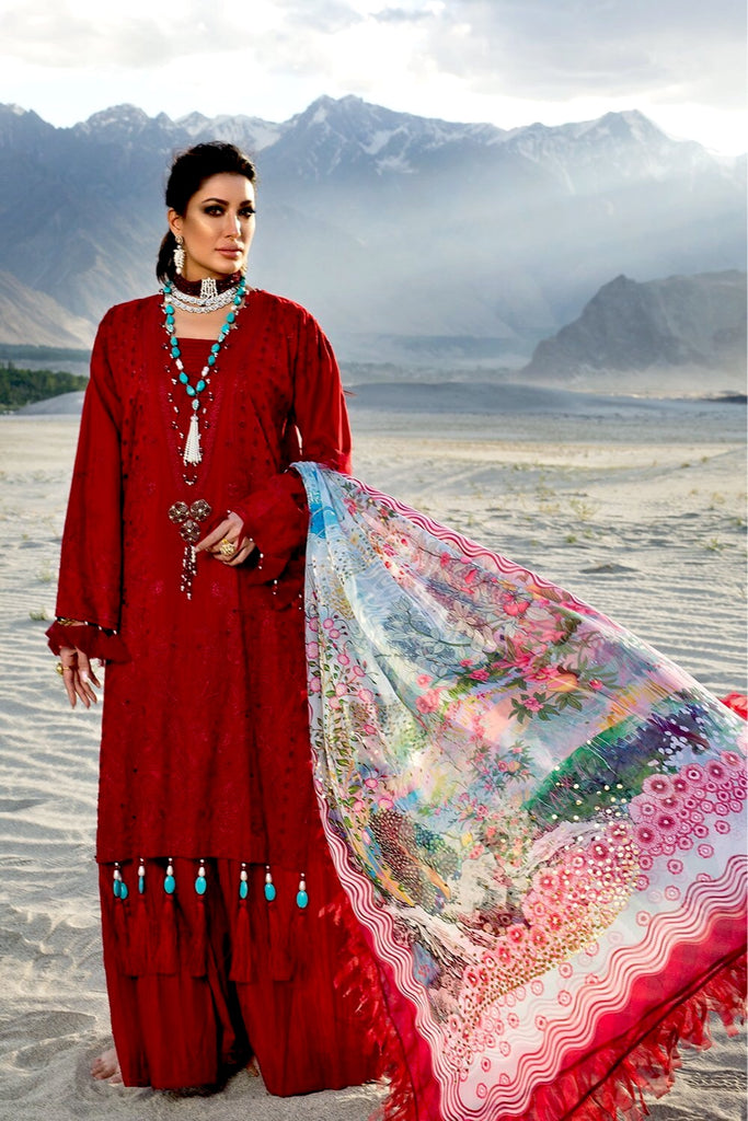 Nisa Hussain Luxury Lawn Collection '21 – NHL01-HAUTE RED