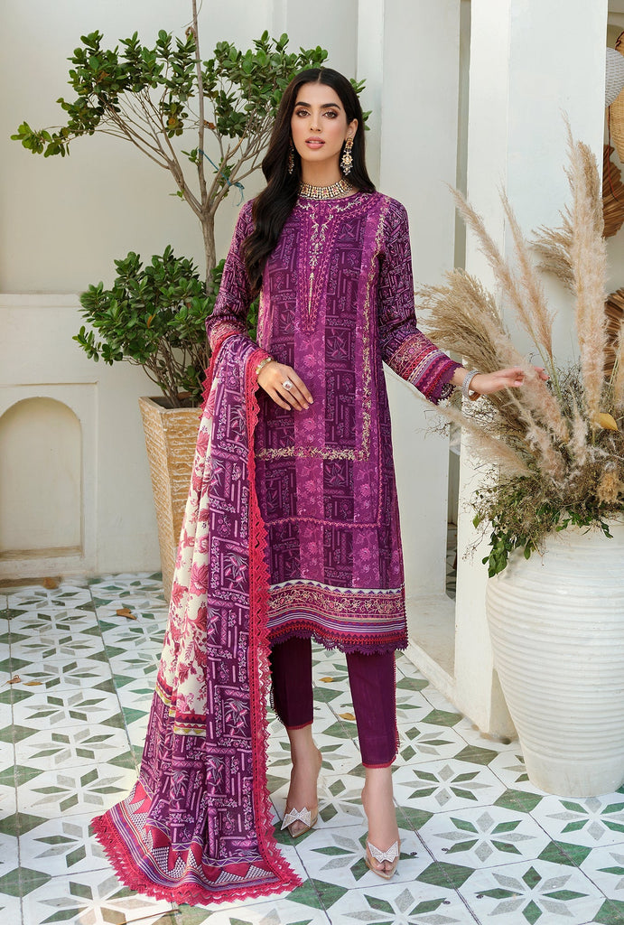 Noor Formals By Saadia Asad Embroidered Chiffon Suits Unstitched 3 Piece NSA23FF D-2 Haleh - Festive Collection