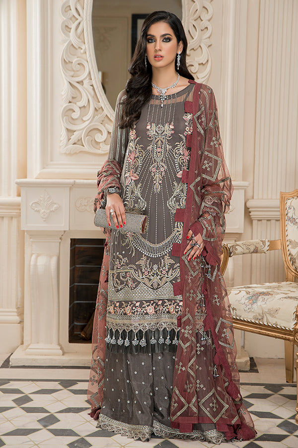 Nourang Festive Collection by Maryam's – D-218 Smoke Grey