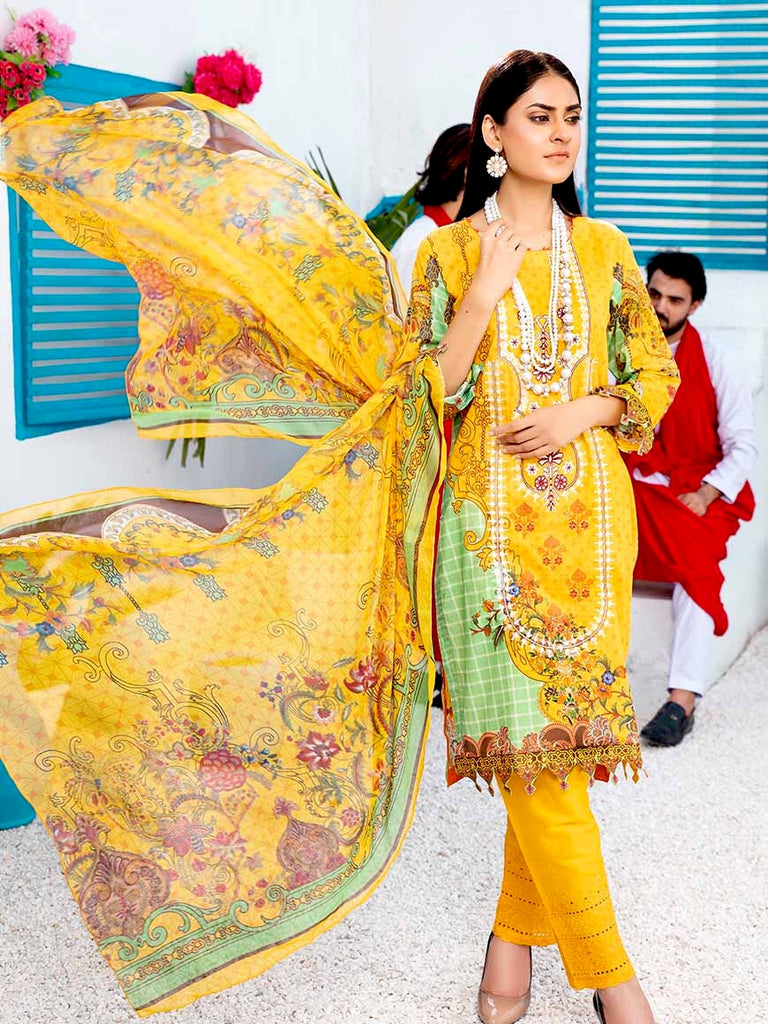 Ormana Lawn Collection · Embroidered Digital Lawn Shirt with Shiffli Dyed Trousers and Printed Chiffon Dupatta – OST-002