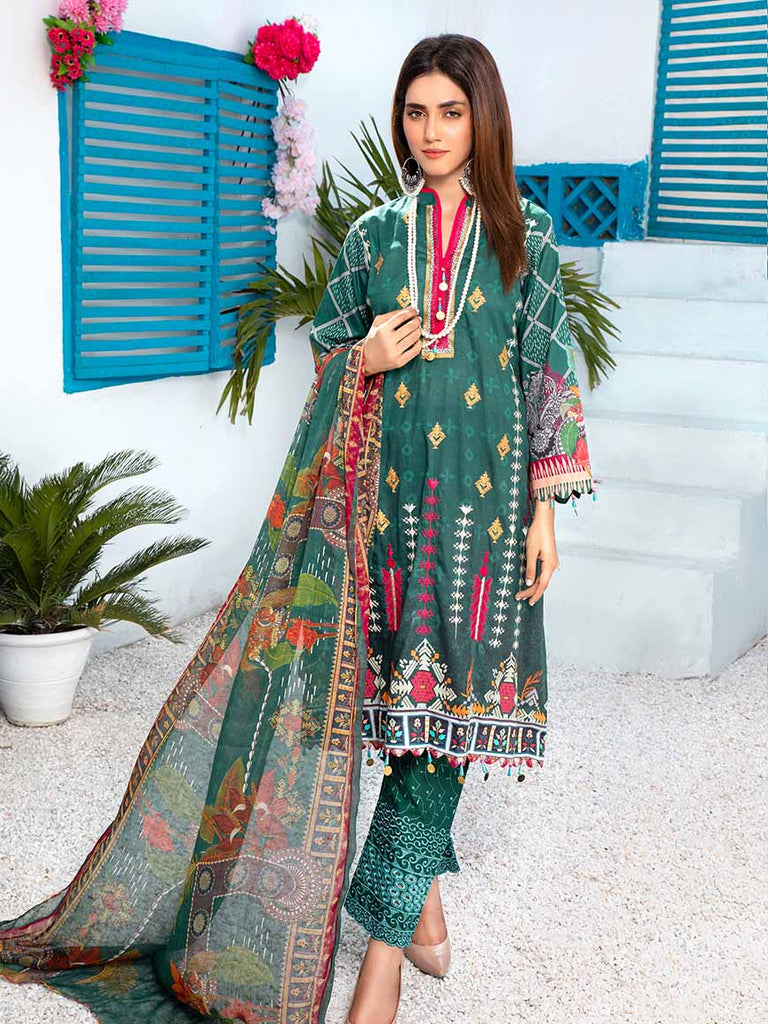 Ormana Lawn Collection · Embroidered Digital Lawn Shirt with Shiffli Dyed Trousers and Printed Chiffon Dupatta – OST-006
