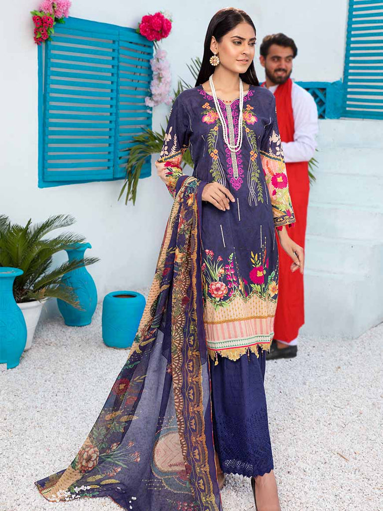 Ormana Lawn Collection · Embroidered Digital Lawn Shirt with Shiffli Dyed Trousers and Printed Chiffon Dupatta – OST-009