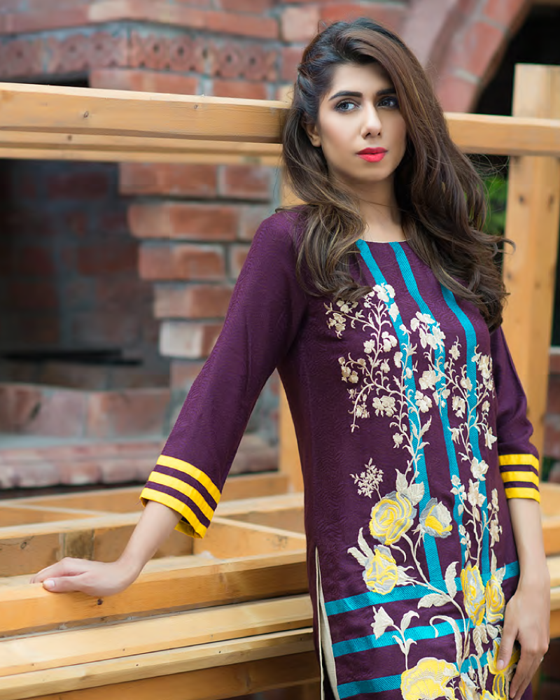 Charizma Plush Embroidered Kurti Fall/Winter Vol 1 – PK08 - YourLibaas
 - 1