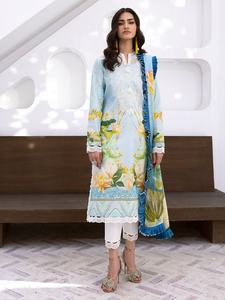 Roheenaz Leya Lawn Collection 2024 – Ocean Breeze