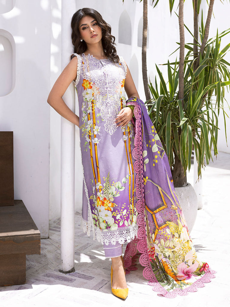 Roheenaz Leya Lawn Collection 2024 – Orchid Oasis