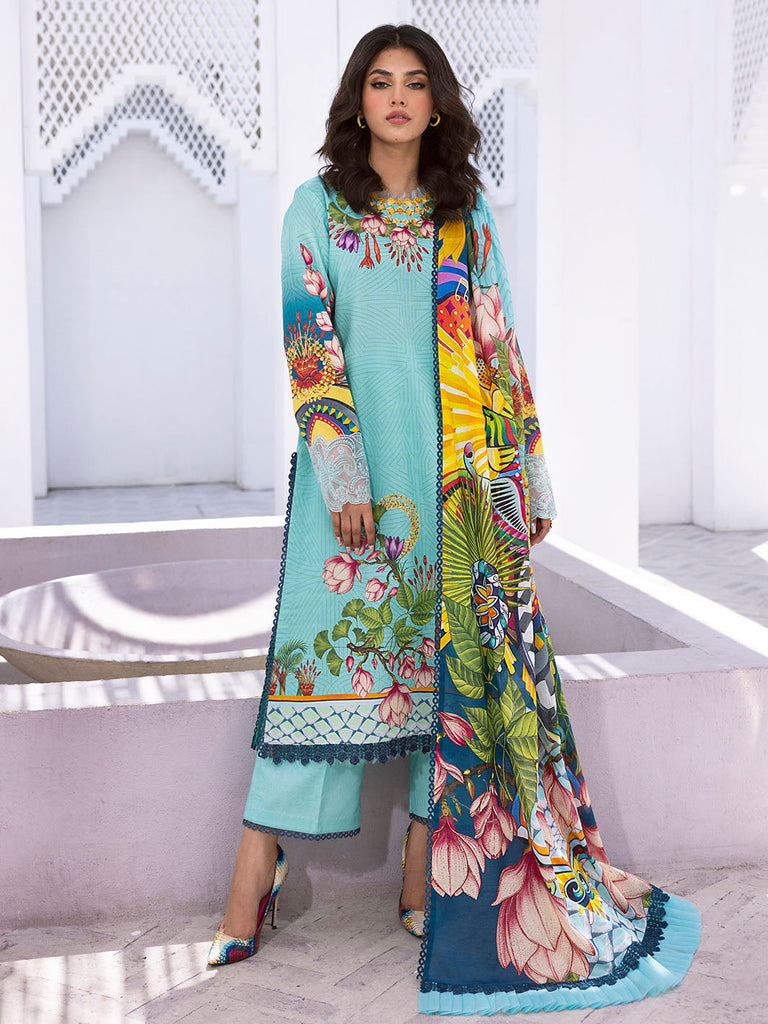 Roheenaz Leya Lawn Collection 2024 – Parrot Paradise