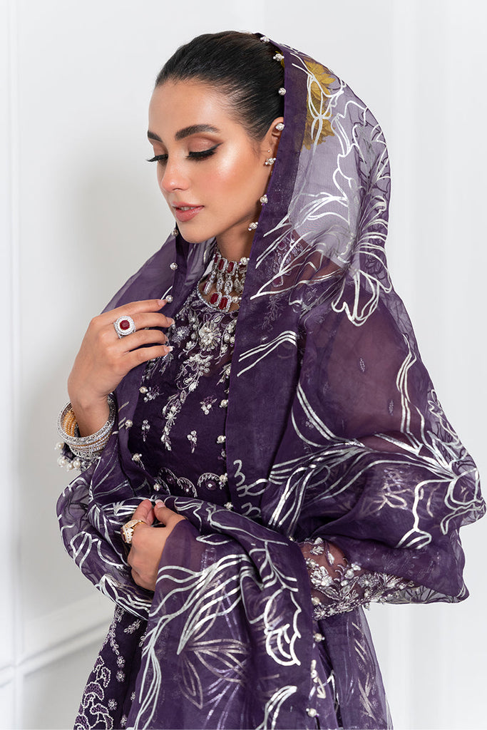 Ritzier By Rang Rasiya Embroidered Organza Suits Unstitched 3 Piece RRRZ22D1 Umber - Wedding Collection