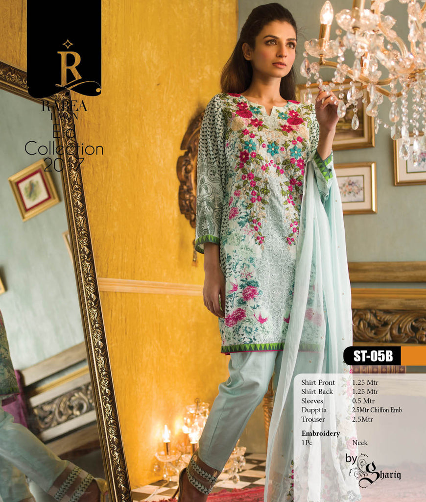 Rabea Embroidered Lawn Designer Collection – 05B