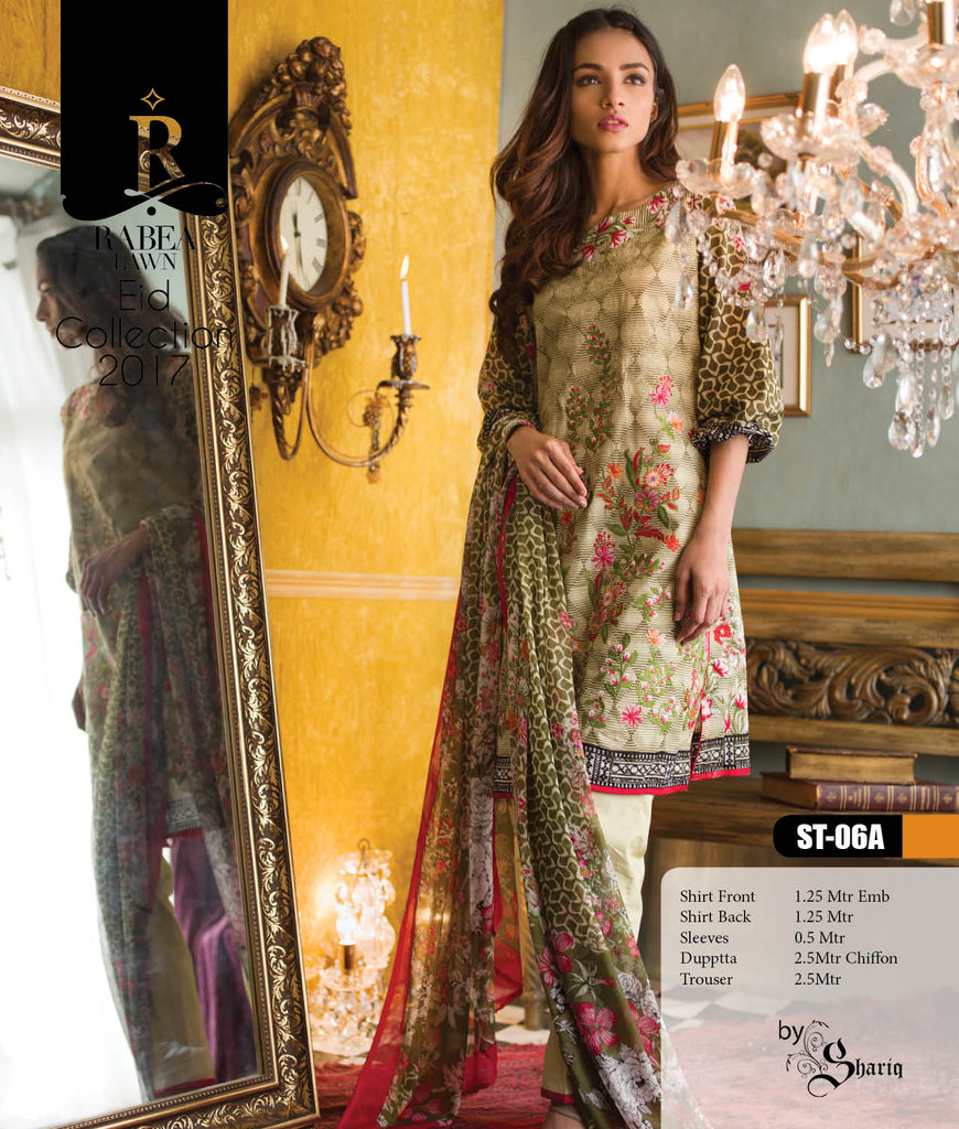 Rabea Embroidered Lawn Designer Collection – 06A