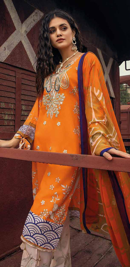 RANGREZ Lawn Embroidered & Printed 3 Piece Dress main image 1