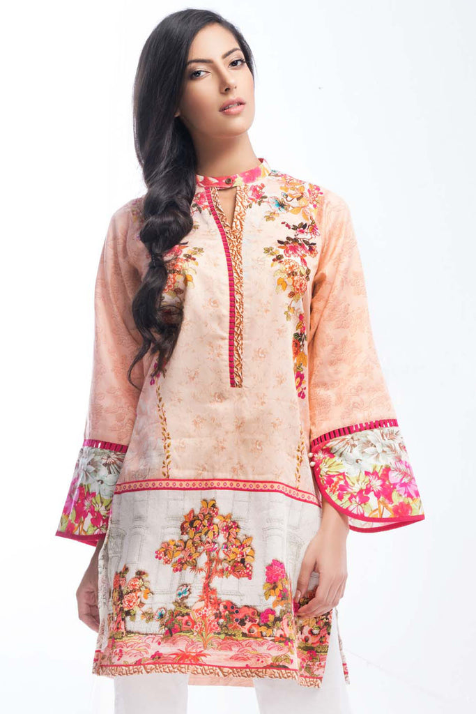 Gul Ahmed Winter Collection Tunic – Pink Single Digital Satin SDS-03 A - YourLibaas
 - 1