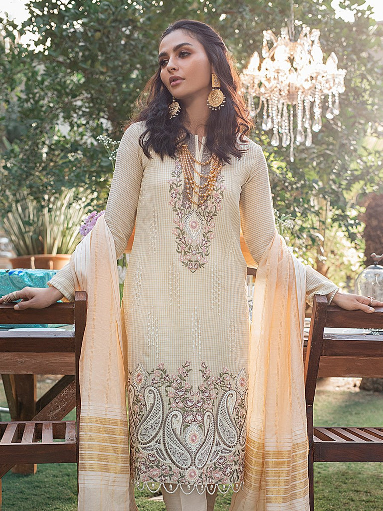 Salitex Vogue Luxury Eid Collection – Embroidered Shirt with Khaddi Dupatta & Dyed Raw Silk Trouser - WK-00663