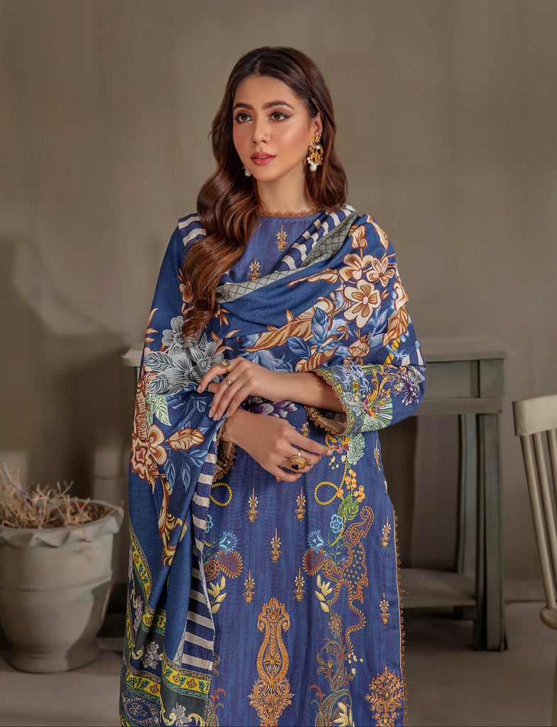 Sana & Samia by Lala Embroidered Woolen Print Collection – Adularia