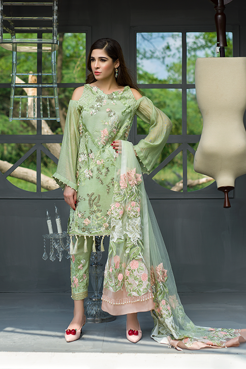 Crimson Luxe Luxury Chiffon by Saira Shakira '17 – Tapestry – Pistachio Green