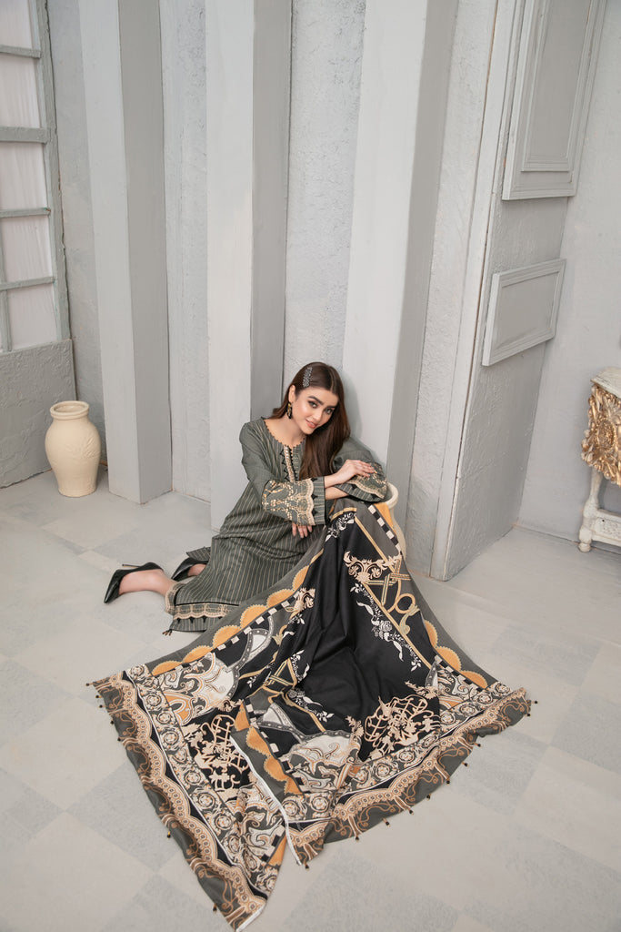 Tawakkal Mahjabeen Stitched Lawn Collection 2022  – D-6750