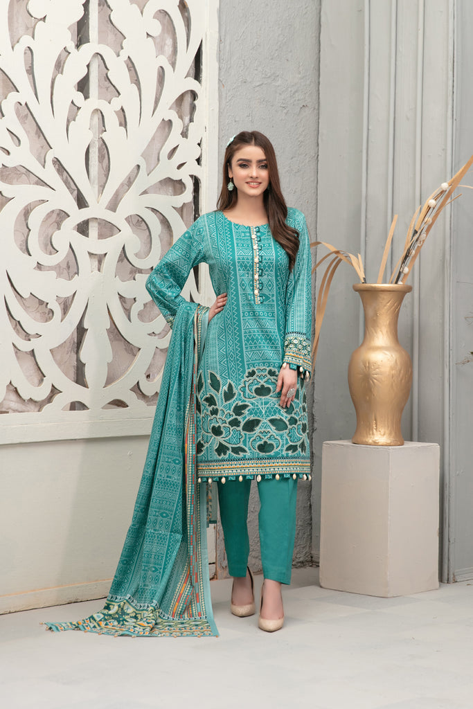Tawakkal Mahjabeen Stitched Lawn Collection 2022  – D-6754