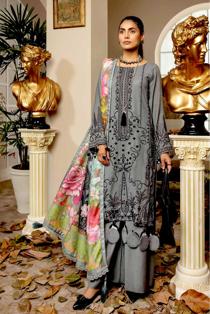 Tehzeeb by Riaz Arts · Embroidered Leather Peach Shirt with Digital Pashmina Shawl – LP-17