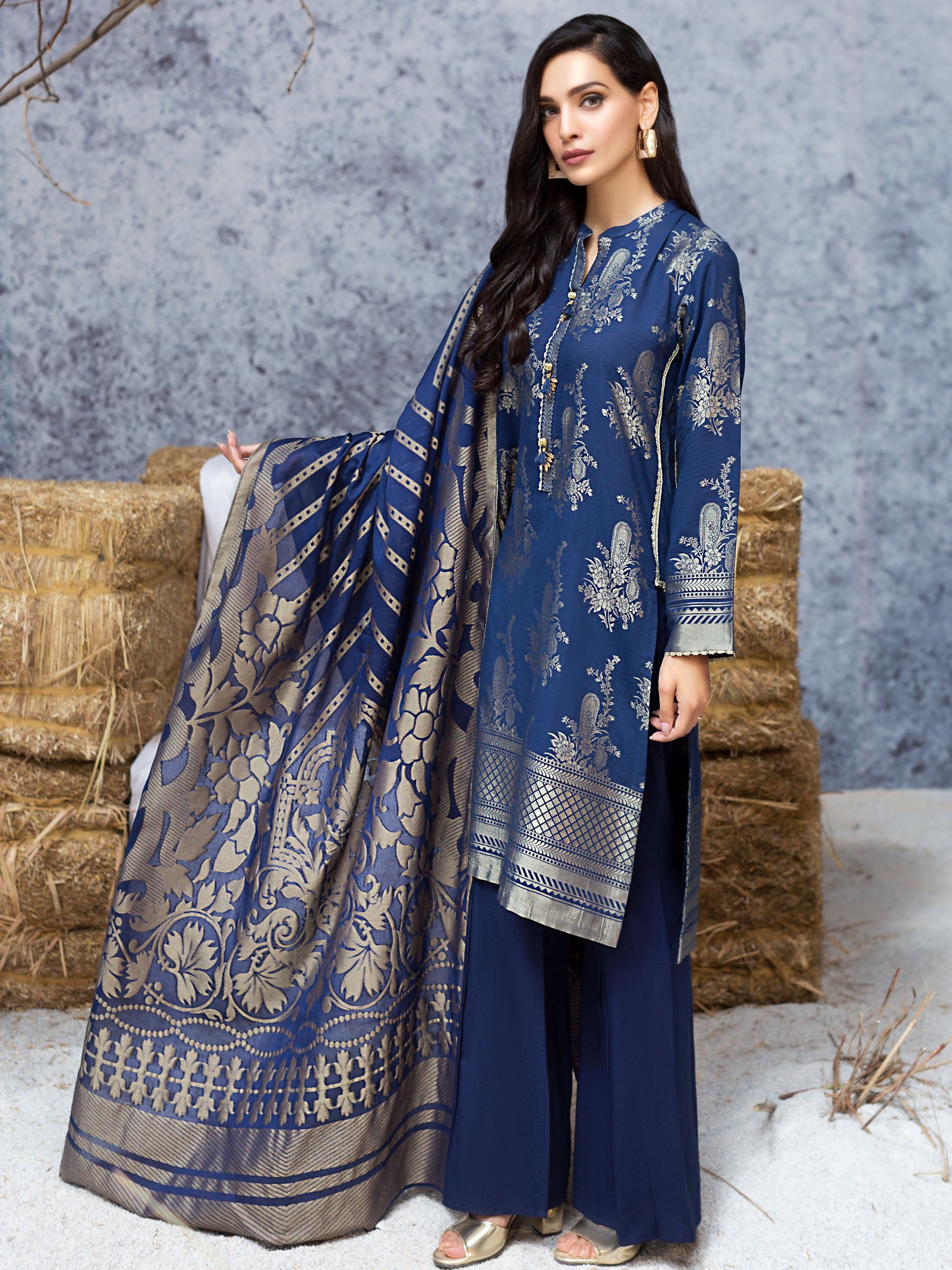 jacquard dress designs limelight 2 Piece Jacquard Suit-Embroidered (Pret) Limelightpk