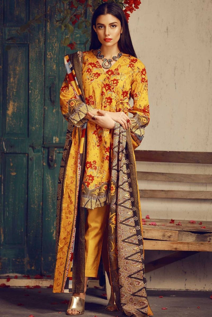Khaadi Tropical Escape Lawn Collection 2018 – A18103 Yellow 3Pc