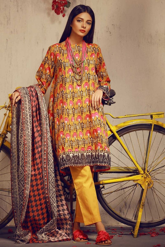Khaadi Tropical Escape Lawn Collection 2018 – A18106 Yellow 3Pc