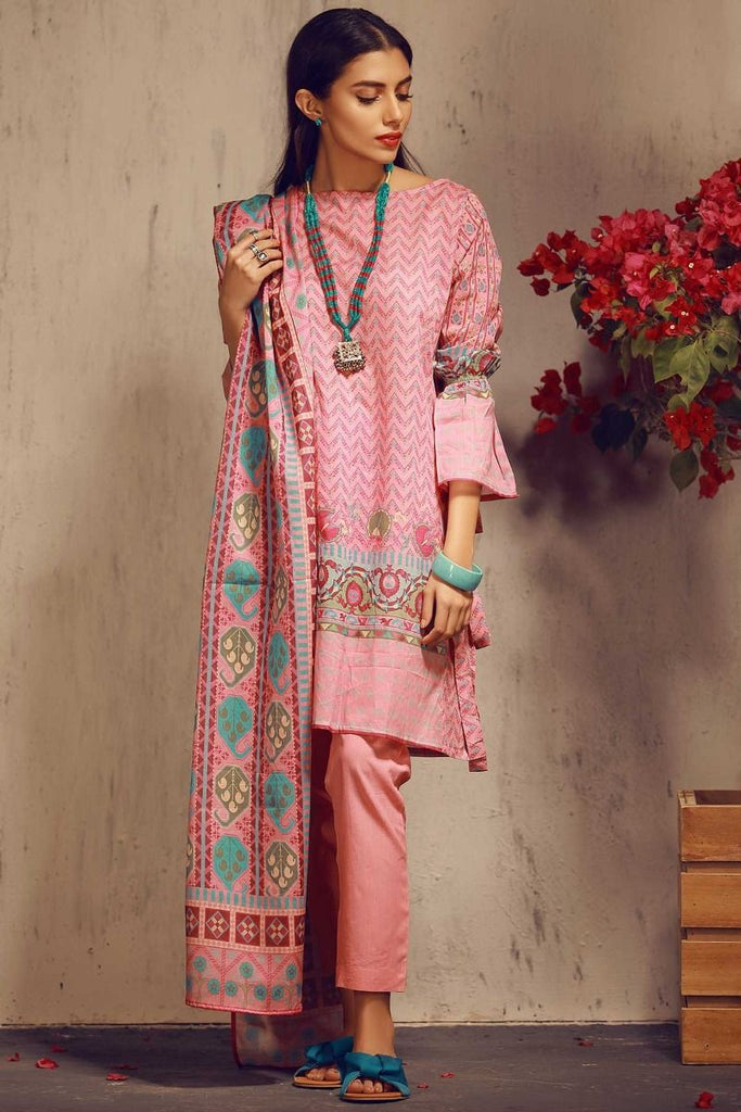Khaadi Tropical Escape Lawn Collection 2018 – A18107 Pink 3Pc
