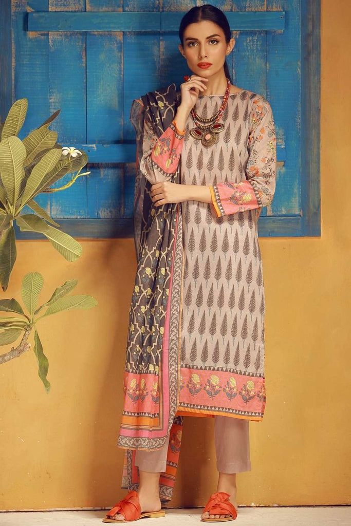 Khaadi Tropical Escape Lawn Collection 2018 – A18110 Grey 3Pc