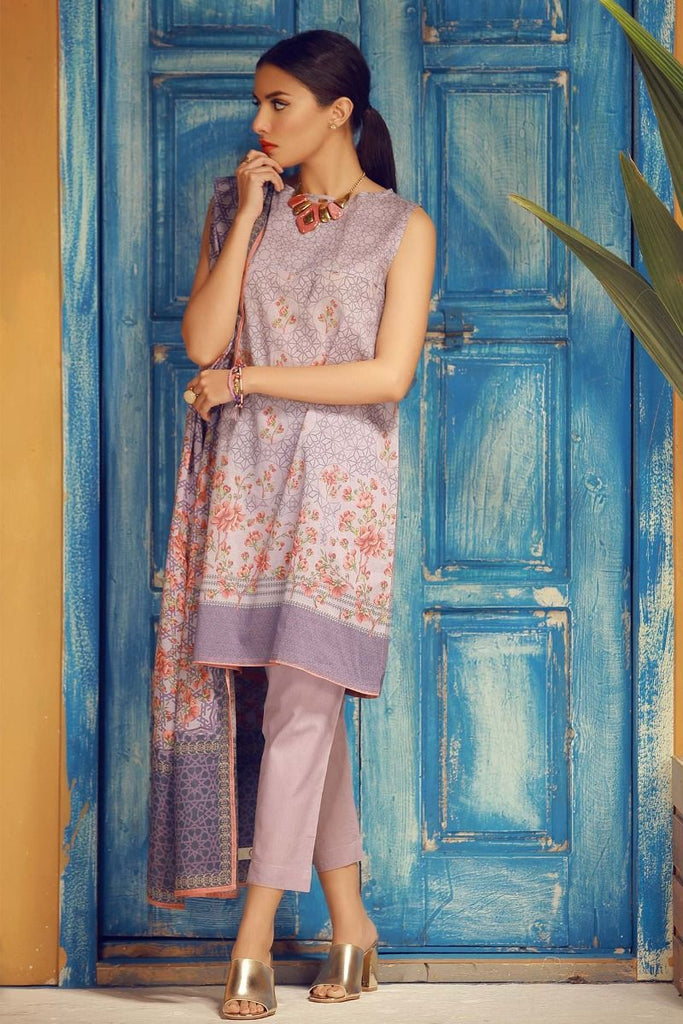 Khaadi Tropical Escape Lawn Collection 2018 – A18114 Purple 3Pc