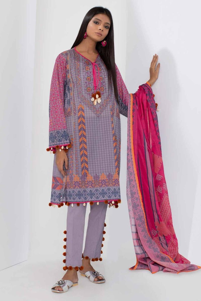 Khaadi Mid Summer Lawn Collection 2018 – A18301 Grey 3Pc