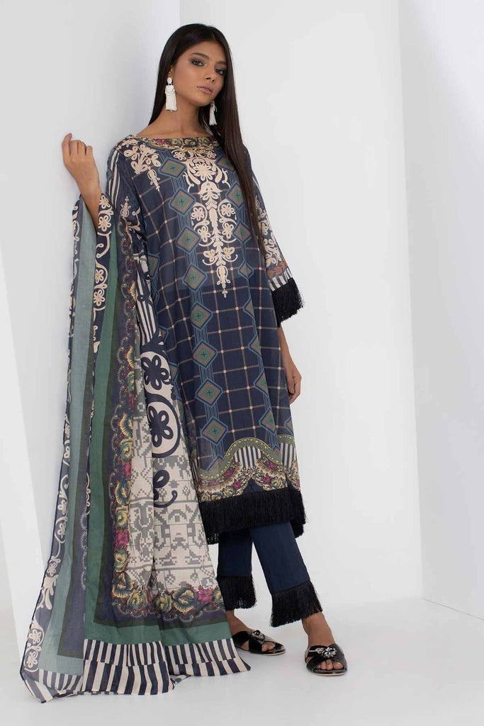 Khaadi Mid Summer Lawn Collection 2018 – A18304 Blue 3Pc