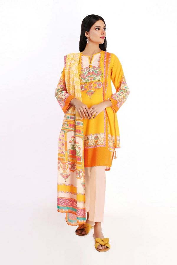 Khaadi Feel Free Spring Lawn Collection 2020 – Shirt Shalwar Dupatta – A20124 Yellow
