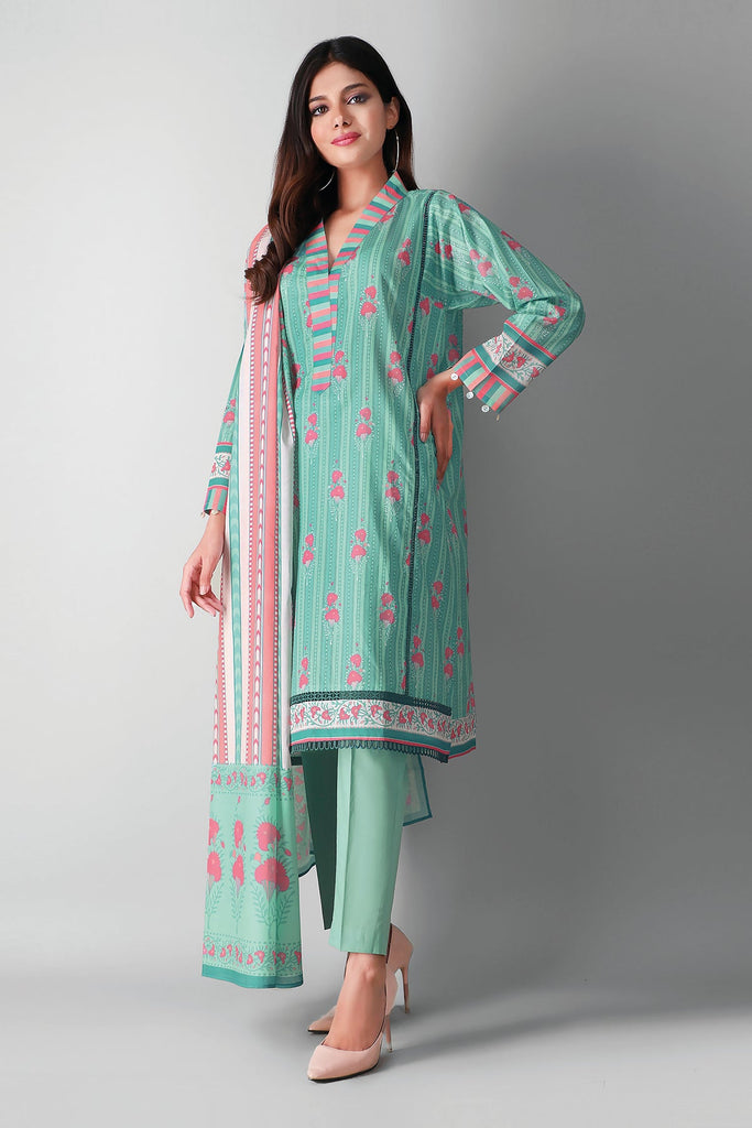 Khaadi Printed 3 Piece Suit · Full Suit – A2104030 Blue