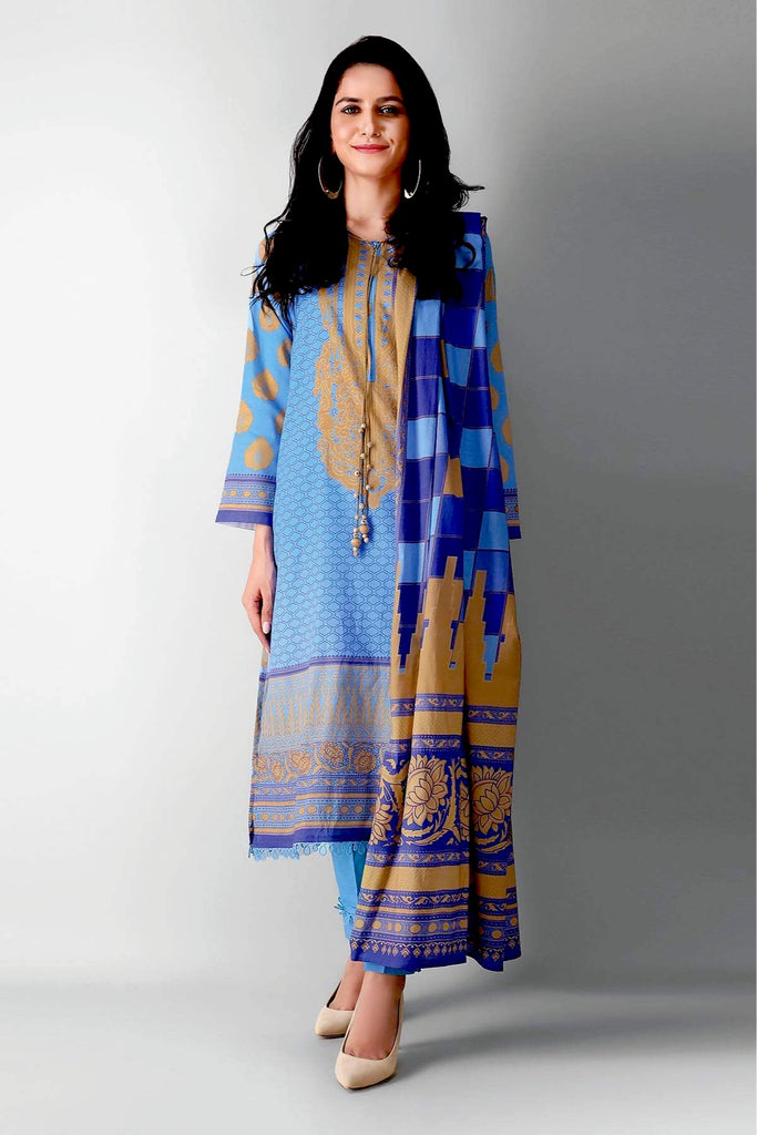 Khaadi Printed 3 Piece · Full Suit – A210541 Blue