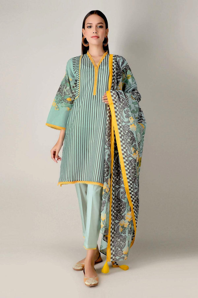 Khaadi Spring Collection 2021 – 3PC Suit · Printed Suit · A21103 Green