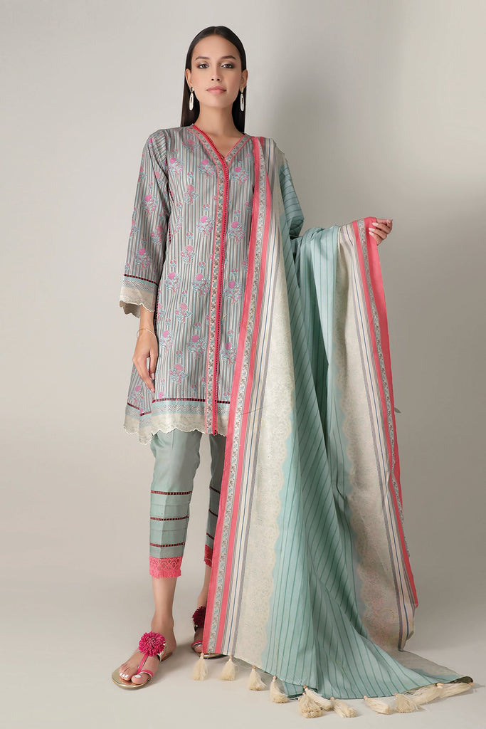 Khaadi Spring Collection 2021 – 3PC Suit · Printed Suit · A21121 Blue