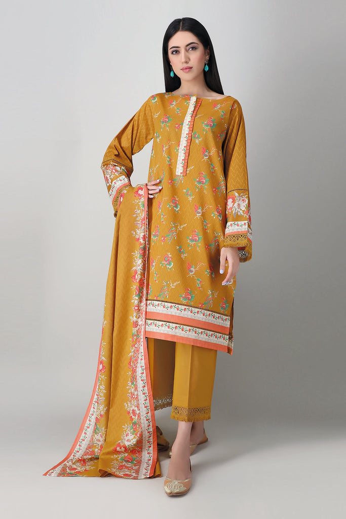 Khaadi Spring Collection 2021 – 3PC Suit · Printed Suit · A21122 Yellow