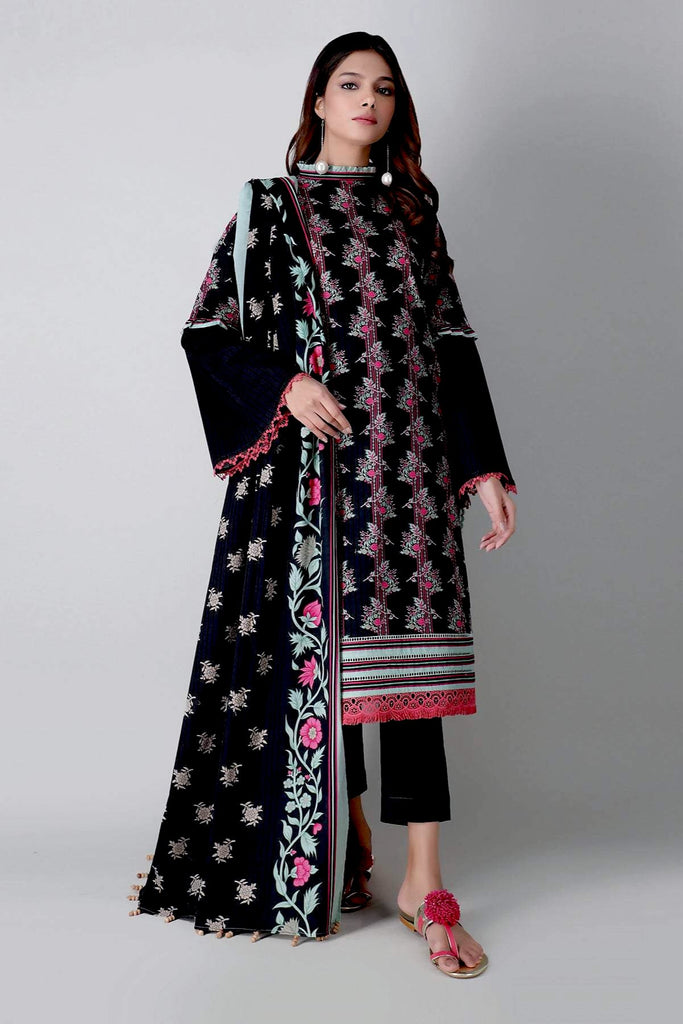Khaadi Spring Collection 2021 – 3PC Suit · Printed Suit · A21124 Black