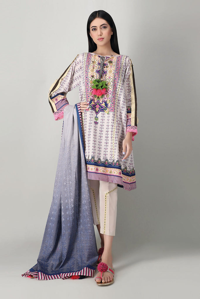 Khaadi Spring Collection 2021 – 3PC Suit · Printed Suit · A21127 Grey