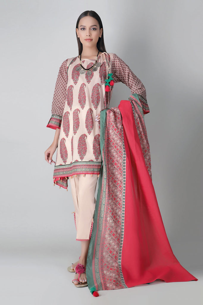 Khaadi Spring Collection 2021 – 3PC Suit · Printed Suit · A21138 Red