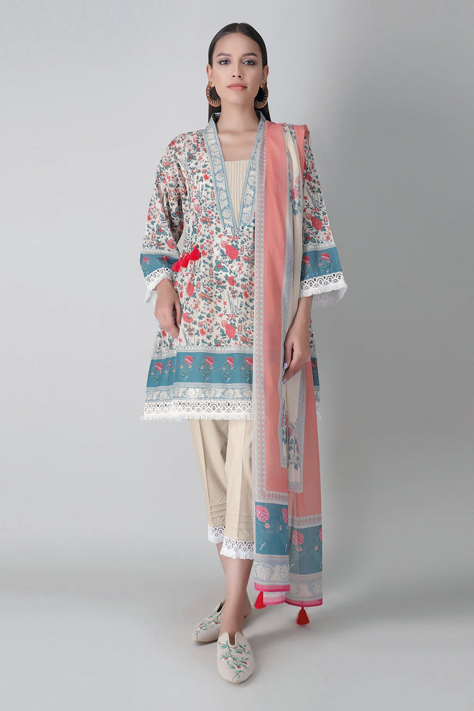 Khaadi Spring Collection 2021 – 3PC Suit · Printed Suit · A21149 Blue