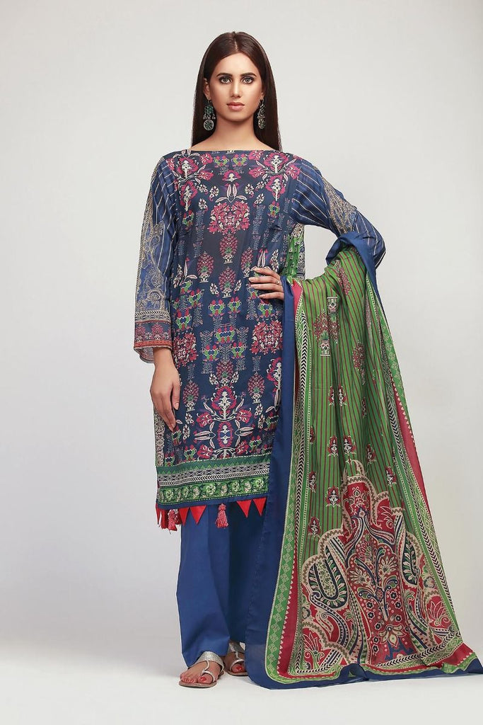 Khaadi The Tale of Spring Lawn Collection 2019 – AF19110 Blue 3Pc